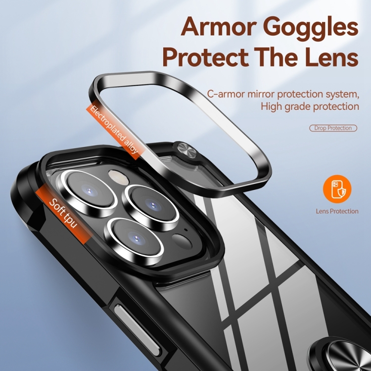  iPhone 15 Pro Skal Shockproof Armor Ring Svart