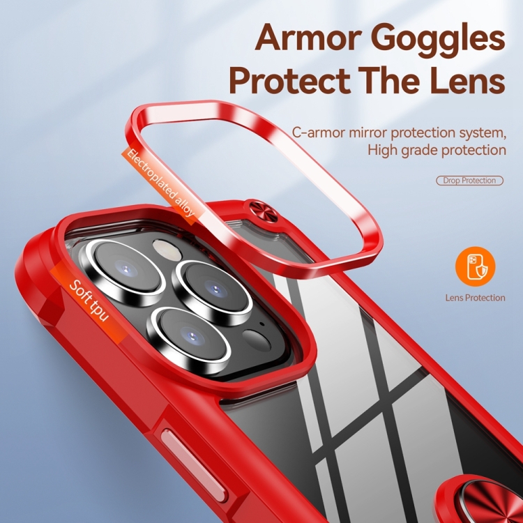  iPhone 15 Pro Skal Shockproof Armor Ring Röd