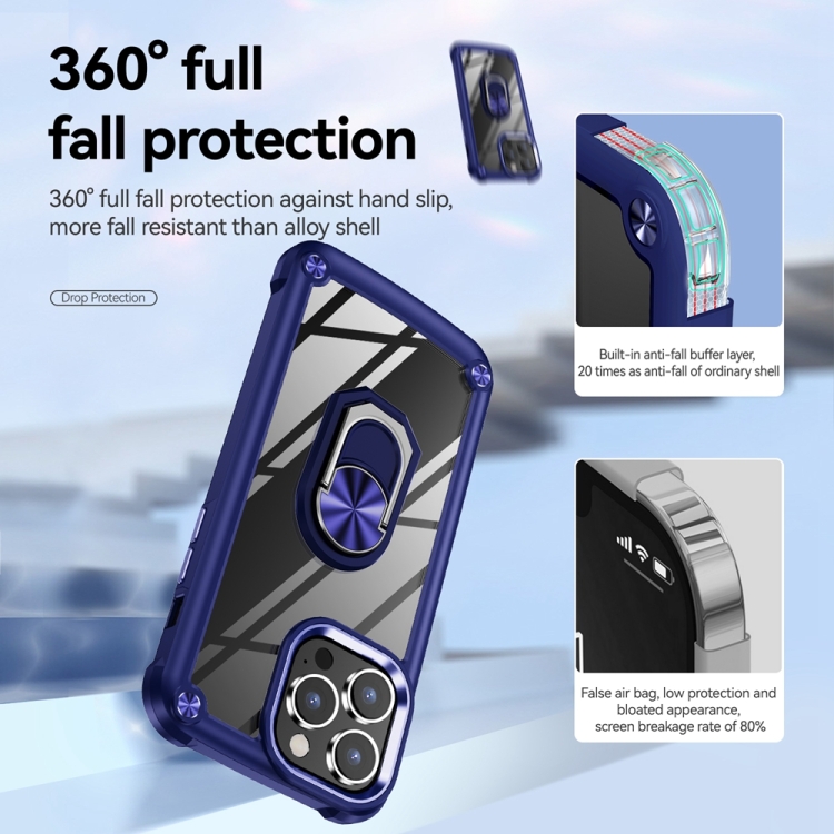  iPhone 15 Pro Skal Shockproof Armor Ring Blå