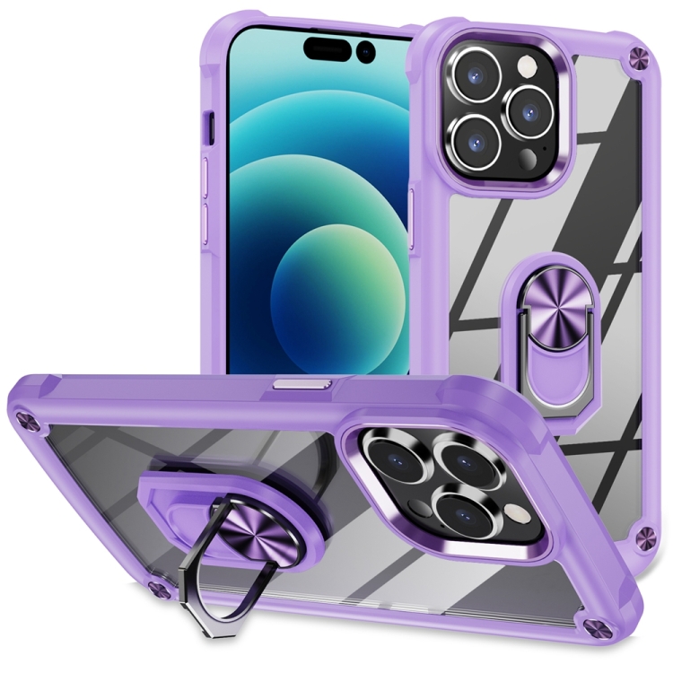  iPhone 15 Pro Skal Shockproof Armor Ring Lila