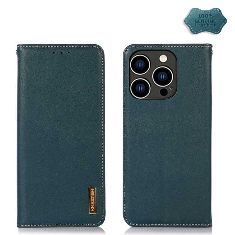 KHAZNEH KHAZNEH iPhone 15 Pro Fodral Flip Nappa Textur Grön