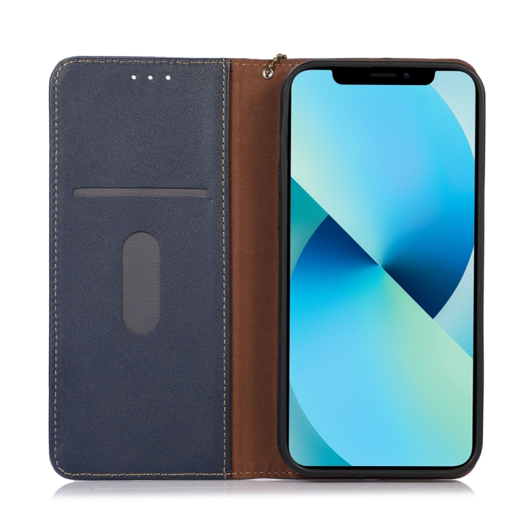 KHAZNEH KHAZNEH iPhone 15 Pro Fodral Flip Nappa Textur Blå