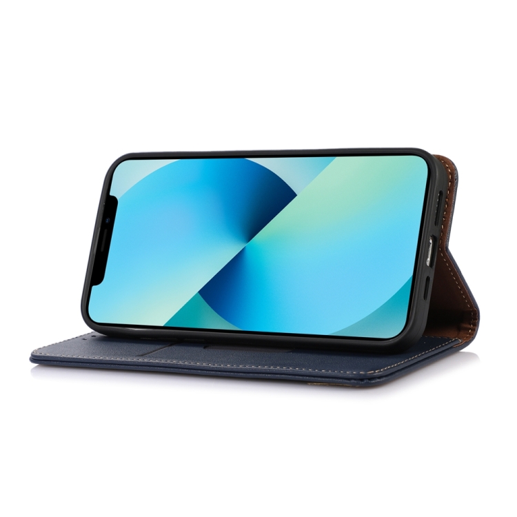 KHAZNEH KHAZNEH iPhone 15 Pro Fodral Flip Nappa Textur Blå