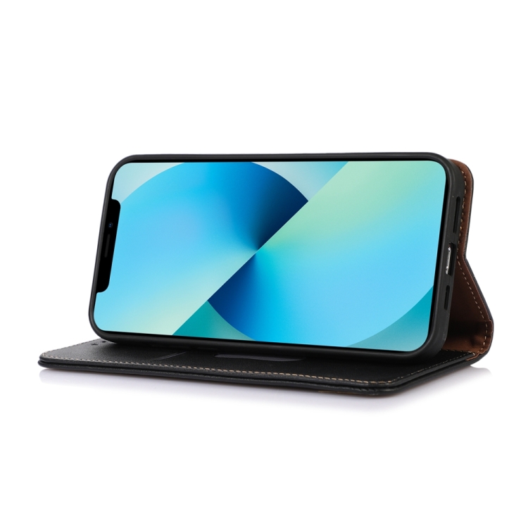 KHAZNEH KHAZNEH iPhone 15 Pro Fodral Flip Nappa Textur Svart