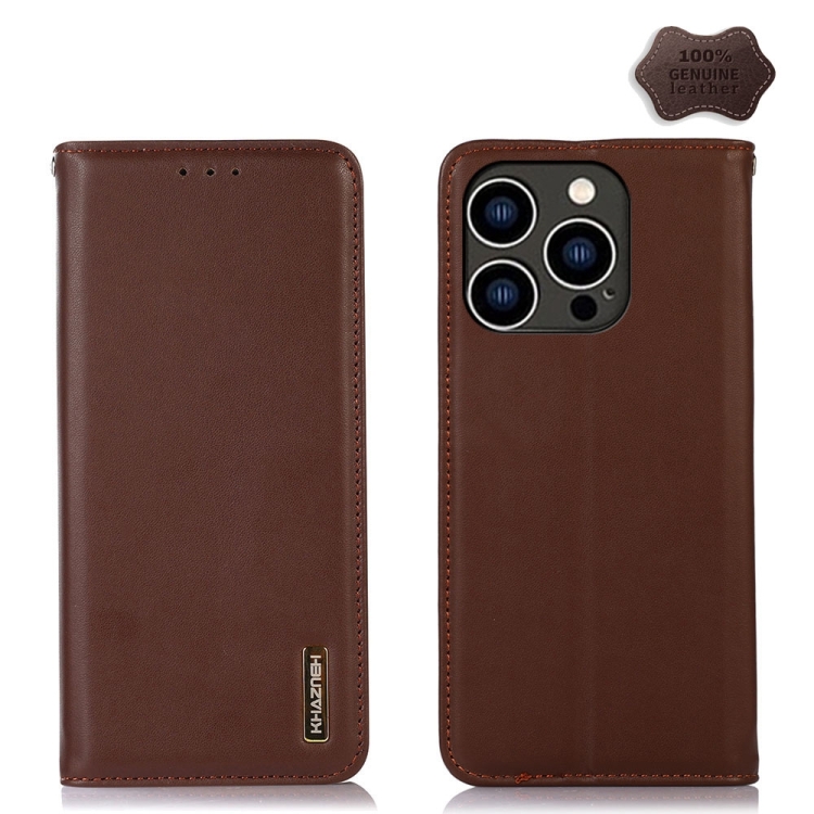 KHAZNEH KHAZNEH iPhone 15 Pro Fodral Flip Nappa Textur Brun