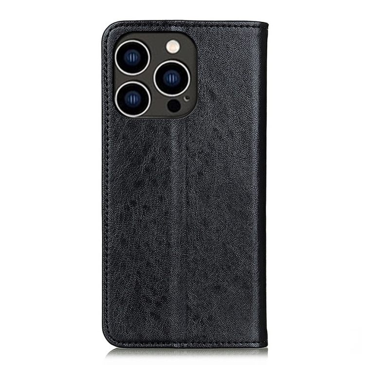  iPhone 15 Pro Fodral Flip Crazy Horse Svart