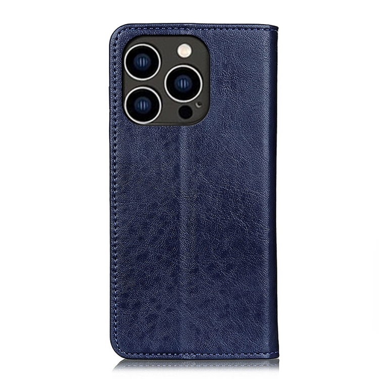  iPhone 15 Pro Fodral Flip Crazy Horse Blå