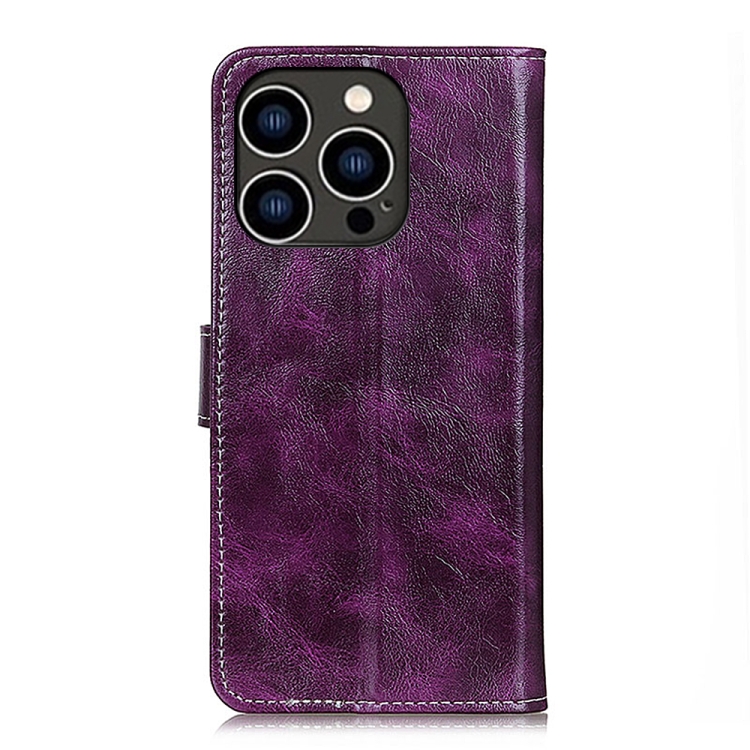  iPhone 15 Pro Fodral Retro Crazy Horse Lila