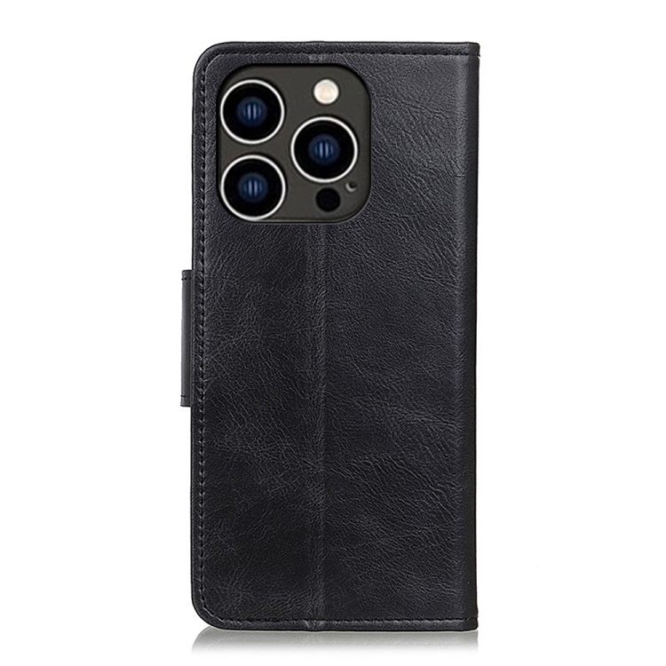  iPhone 15 Pro Fodral Crazy Horse Läder Svart