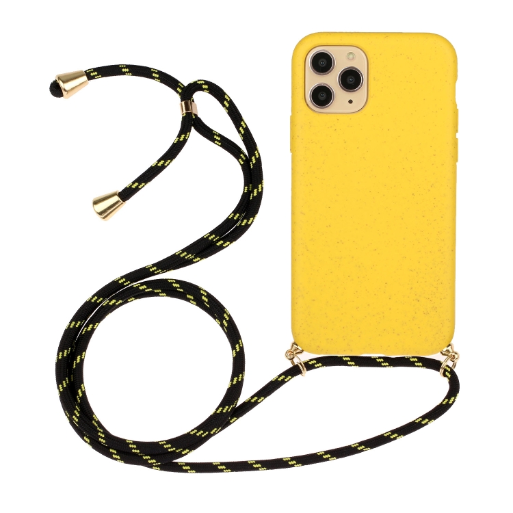  iPhone 15 Pro Skal Strawberry Design Med Strap Gul