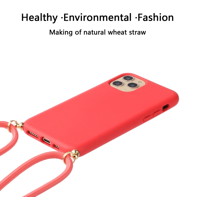  iPhone 15 Pro Skal Strawberry Design Med Strap Röd