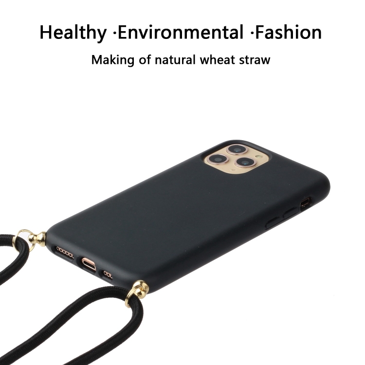  iPhone 15 Pro Skal Strawberry Design Med Strap Svart