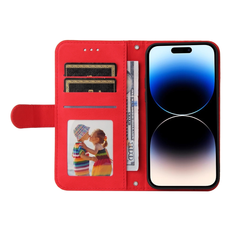  iPhone 15 Pro Fodral Skin Feel Läder Röd