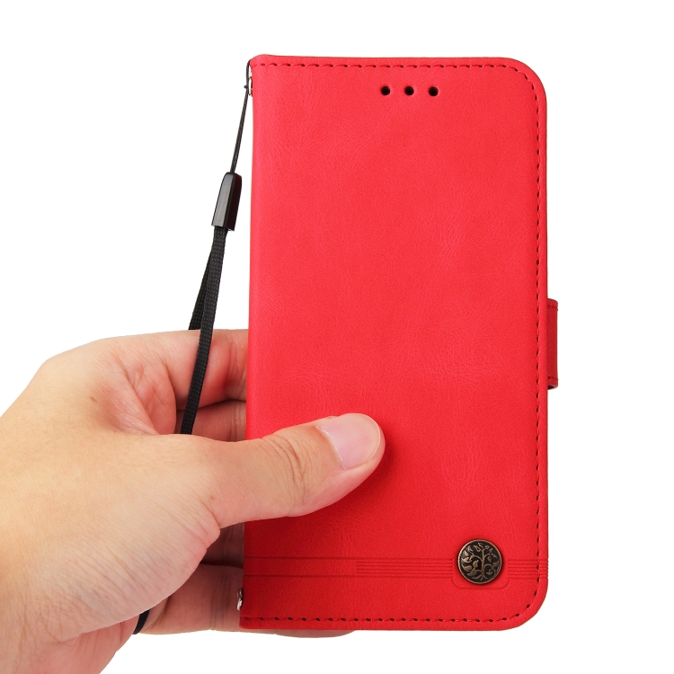  iPhone 15 Pro Fodral Skin Feel Läder Röd