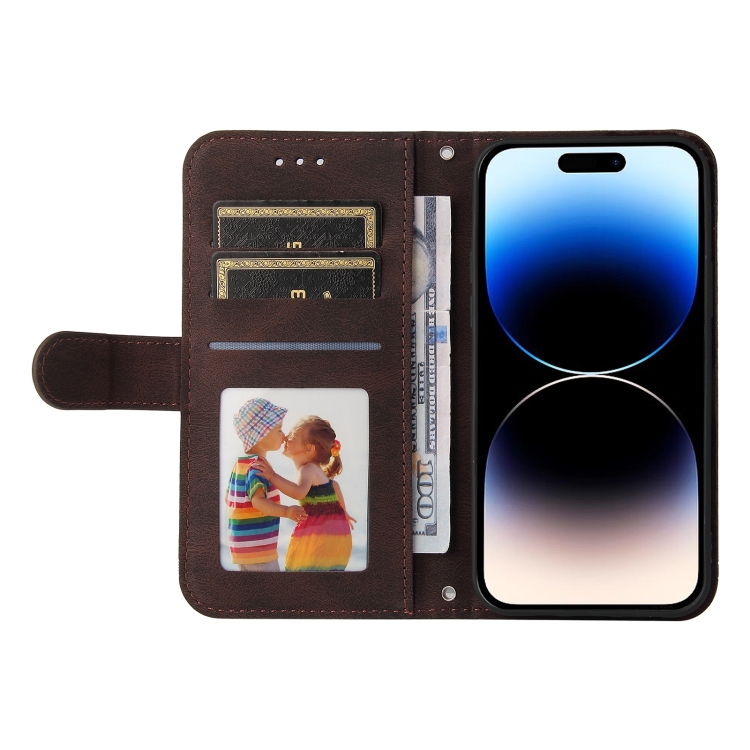  iPhone 15 Pro Fodral Skin Feel Läder Brun