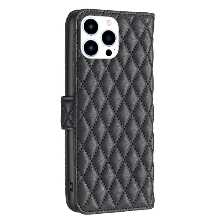  iPhone 15 Pro Fodral Diamond Läder Svart
