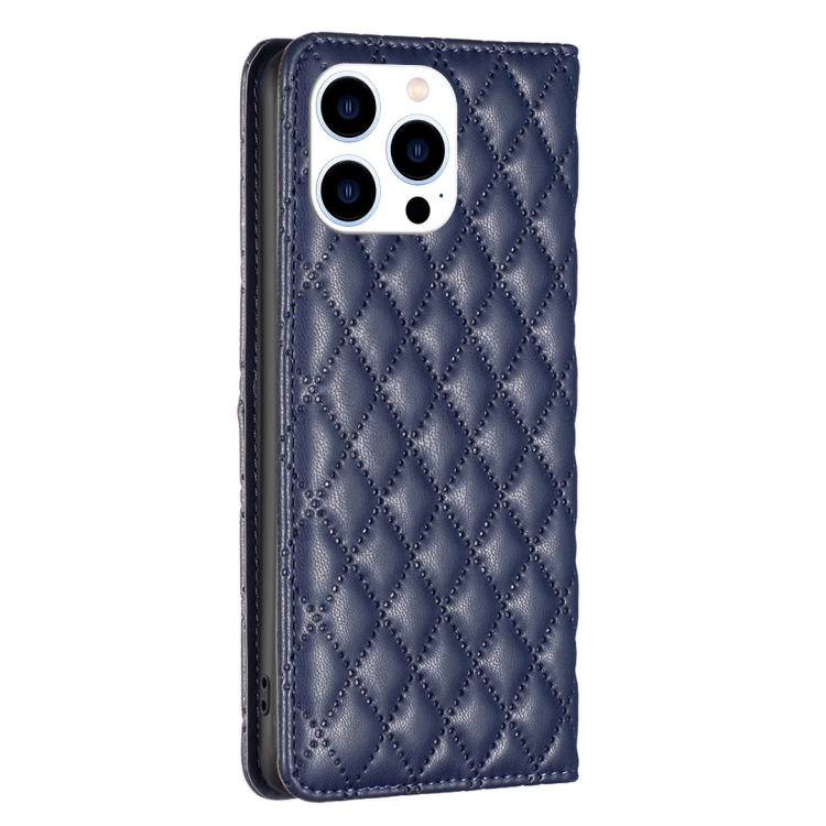 BINFEN BINFEN iPhone 15 Pro Fodral Diamond Flip Läder Blå