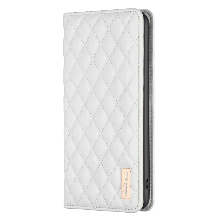 BINFEN BINFEN iPhone 15 Pro Fodral Diamond Flip Läder Vit