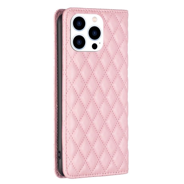 BINFEN BINFEN iPhone 15 Pro Fodral Diamond Flip Läder Rosa