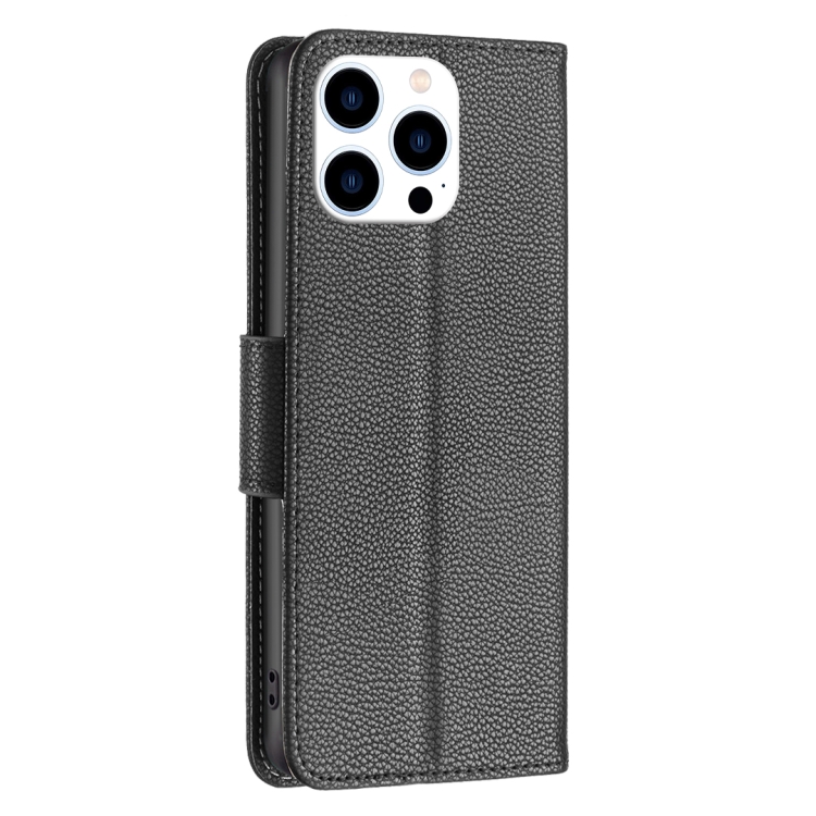  iPhone 15 Pro Fodral Shark Litchi Läder Svart