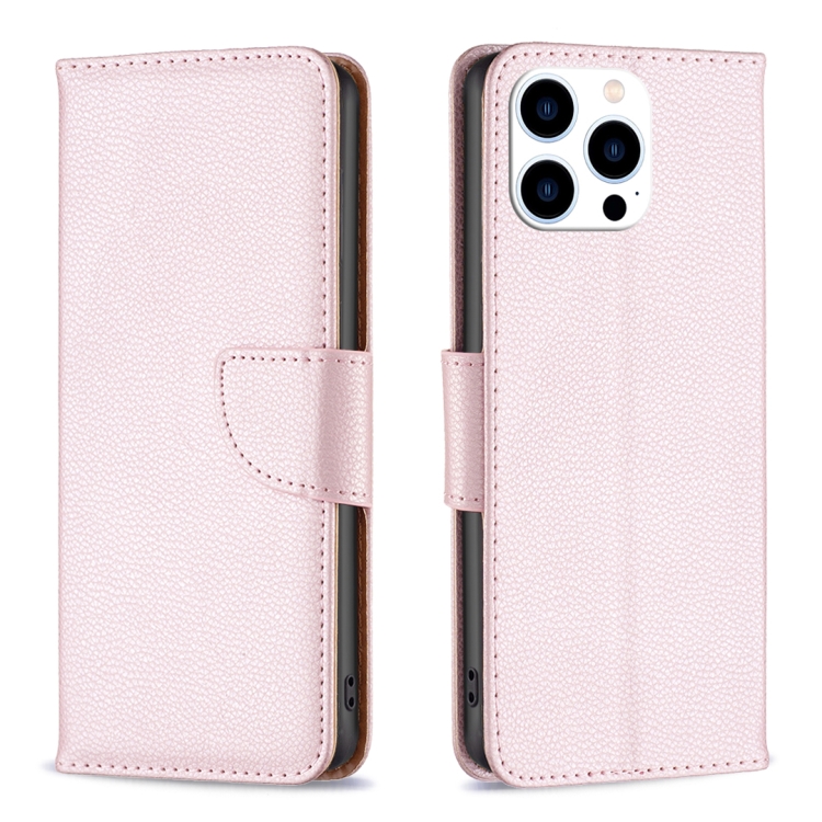  iPhone 15 Pro Fodral Shark Litchi Läder Roséguld