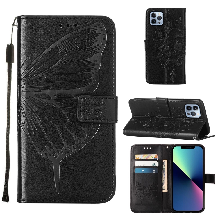  iPhone 15 Pro Fodral Med Fjäril Tryck Svart