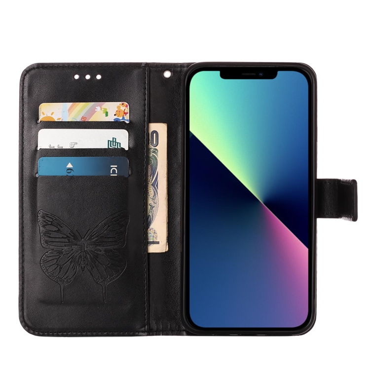  iPhone 15 Pro Fodral Med Fjäril Tryck Svart