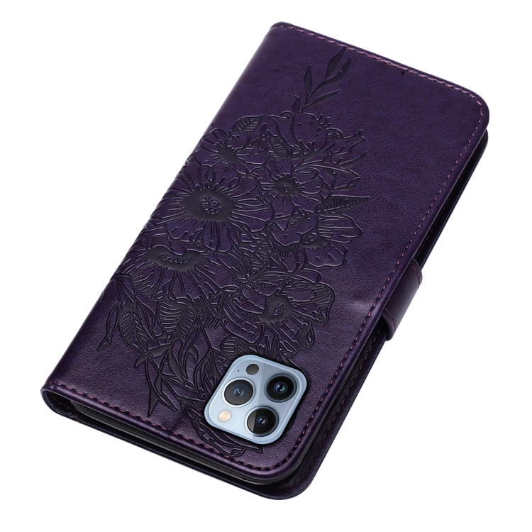  iPhone 15 Pro Fodral Med Fjäril Tryck Mörk Lila