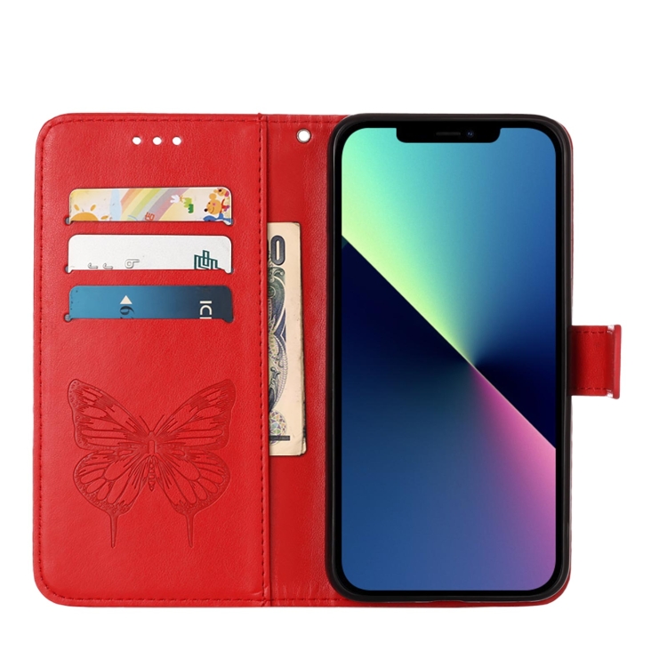  iPhone 15 Pro Fodral Med Fjäril Tryck Röd