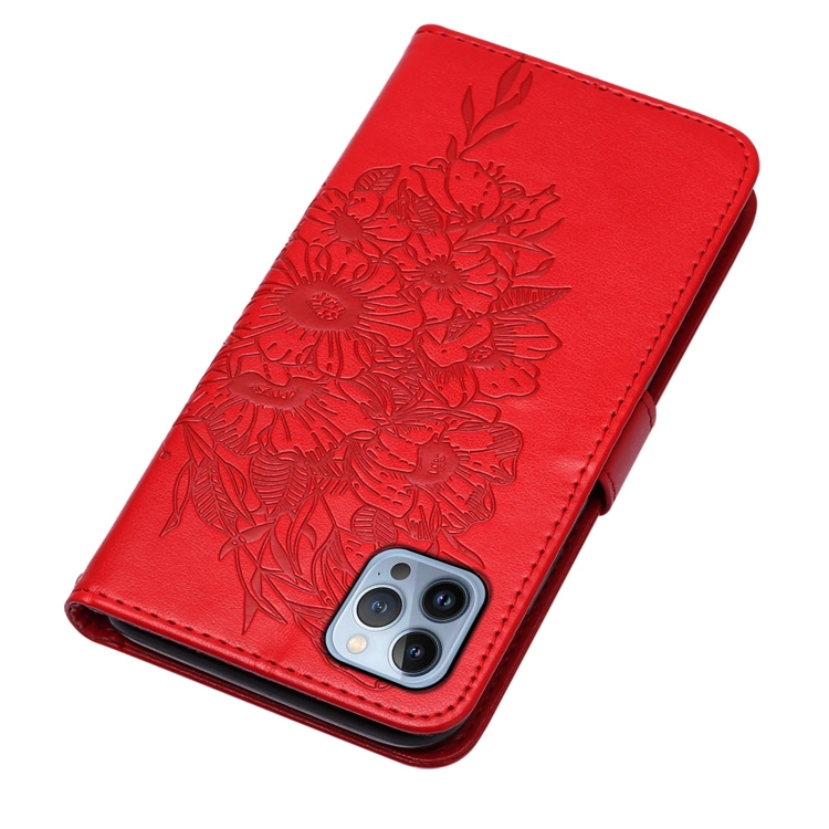  iPhone 15 Pro Fodral Med Fjäril Tryck Röd