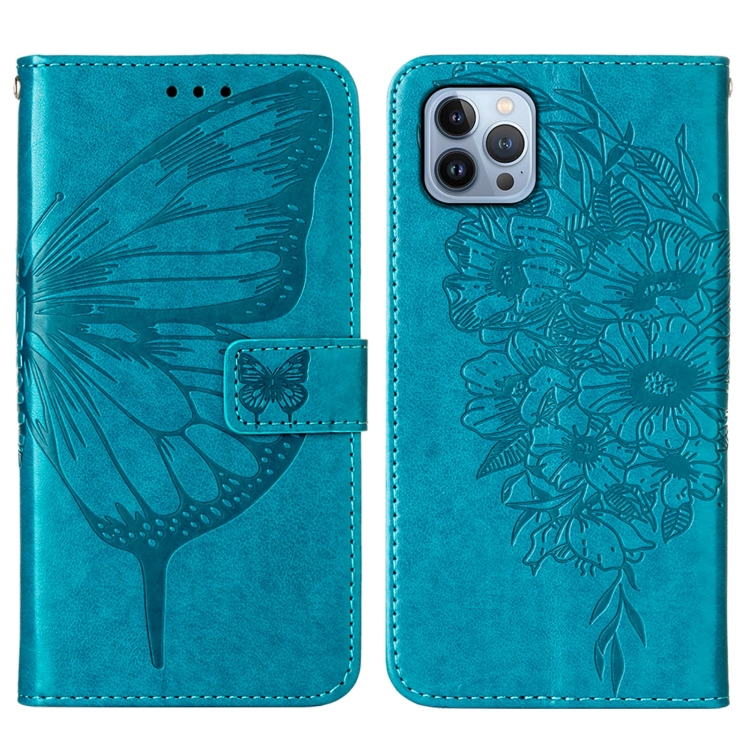  iPhone 15 Pro Fodral Med Fjäril Tryck Blå