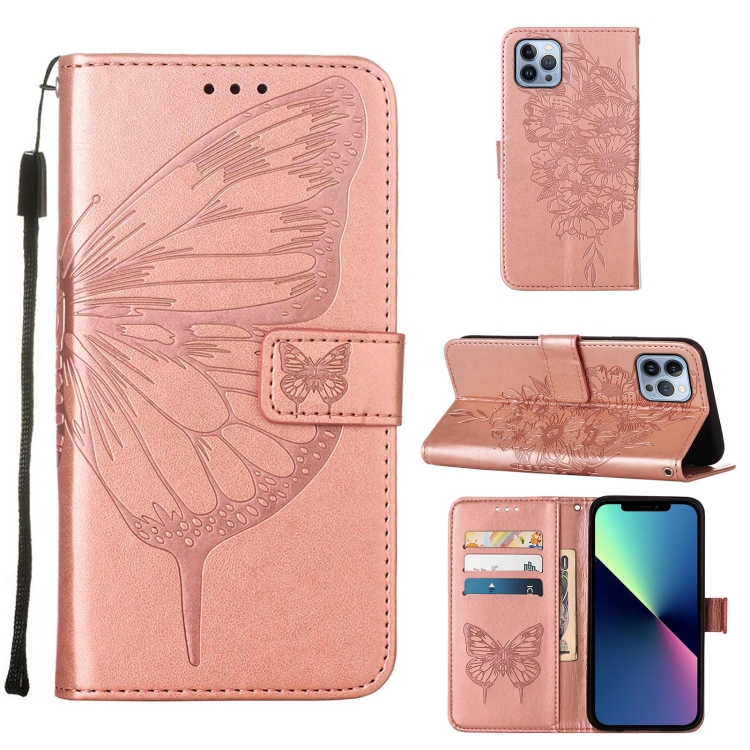  iPhone 15 Pro Fodral Med Fjäril Tryck Roséguld