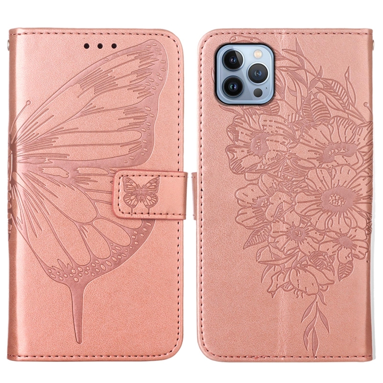  iPhone 15 Pro Fodral Med Fjäril Tryck Roséguld