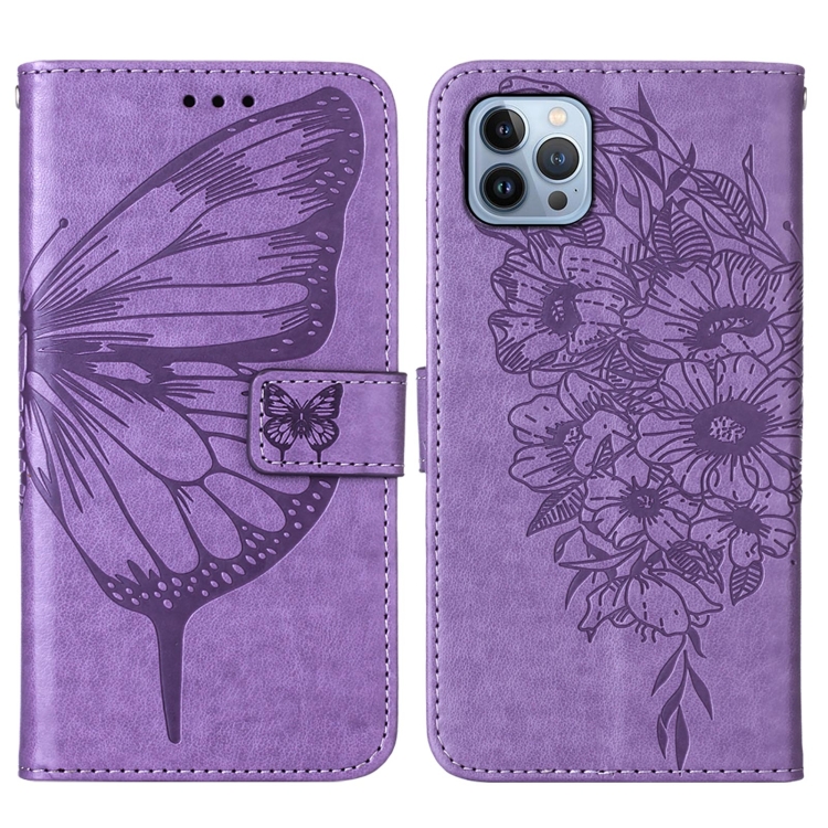  iPhone 15 Pro Fodral Med Fjäril Tryck Lila