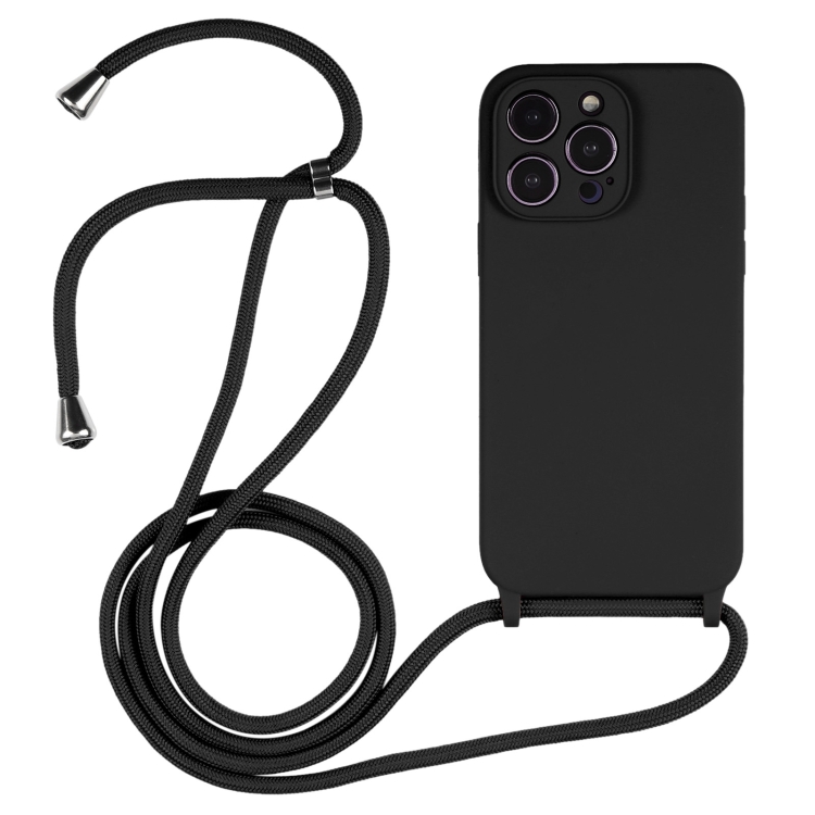  iPhone 15 Pro Skal Silikon Med Snodd Svart