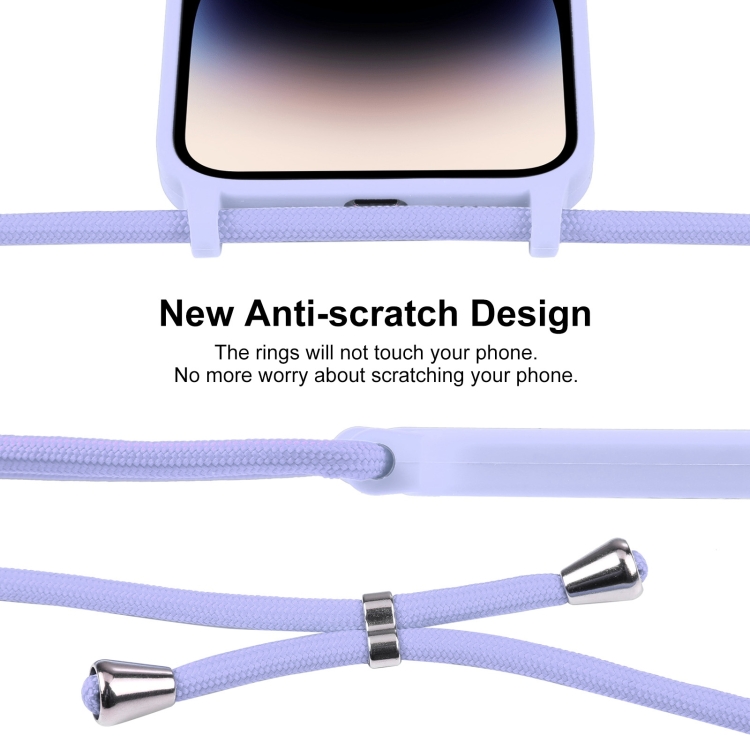  iPhone 15 Pro Skal Silikon Med Snodd Ljus Lila