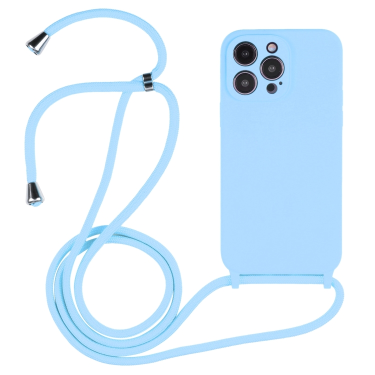  iPhone 15 Pro Skal Silikon Med Snodd Blå