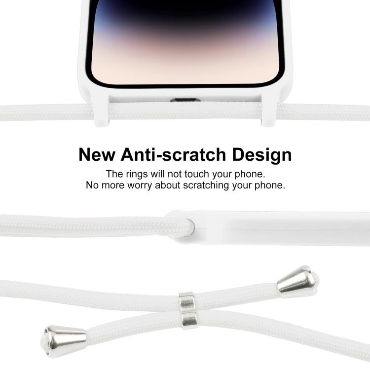  iPhone 15 Pro Skal Silikon Med Snodd Vit