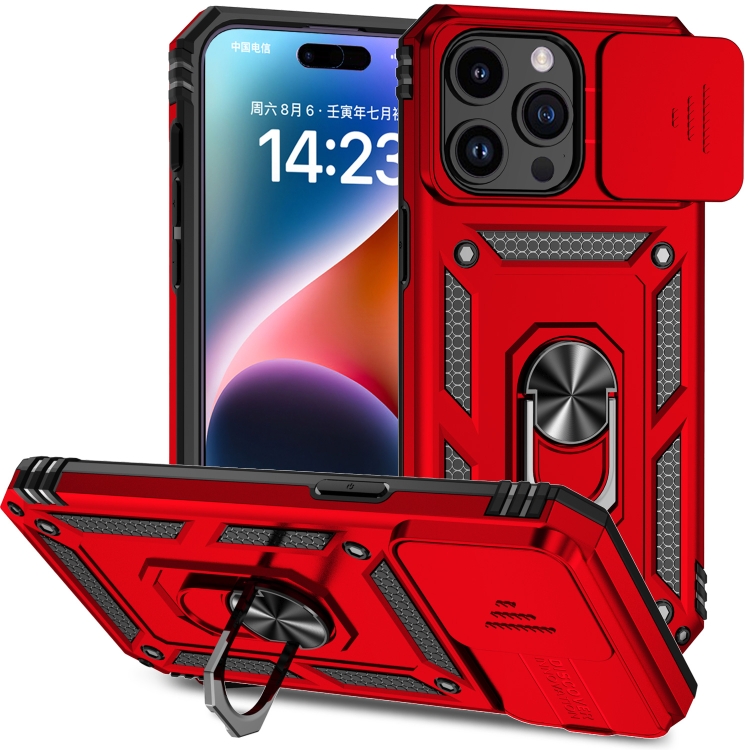  iPhone 15 Pro Skal CamShield Armor Ring Röd