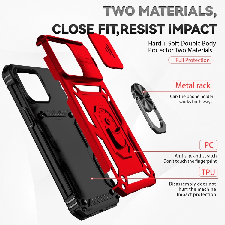  iPhone 15 Pro Skal CamShield Armor Ring Röd