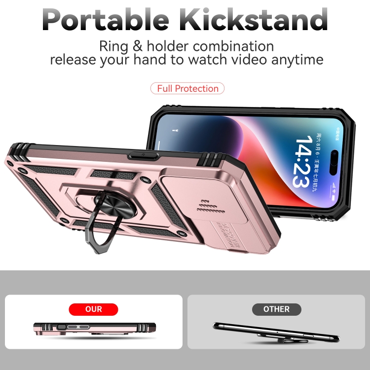  iPhone 15 Pro Skal CamShield Armor Ring Roséguld