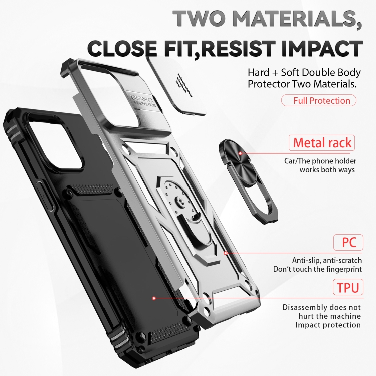  iPhone 15 Pro Skal CamShield Armor Ring Silver