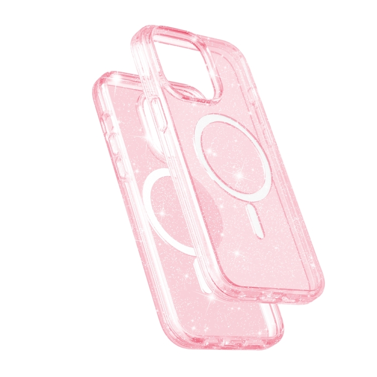  iPhone 15 Pro Skal MagSafe Glitter Hybrid Rosa