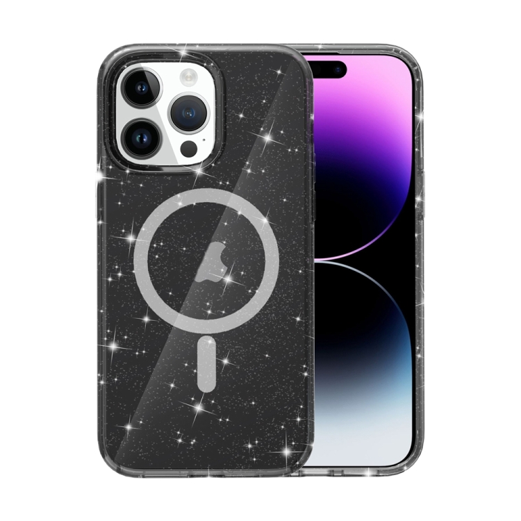  iPhone 15 Pro Skal MagSafe Glitter Hybrid Svart