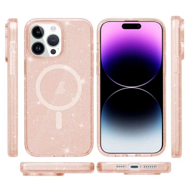  iPhone 15 Pro Skal MagSafe Glitter Hybrid Guld