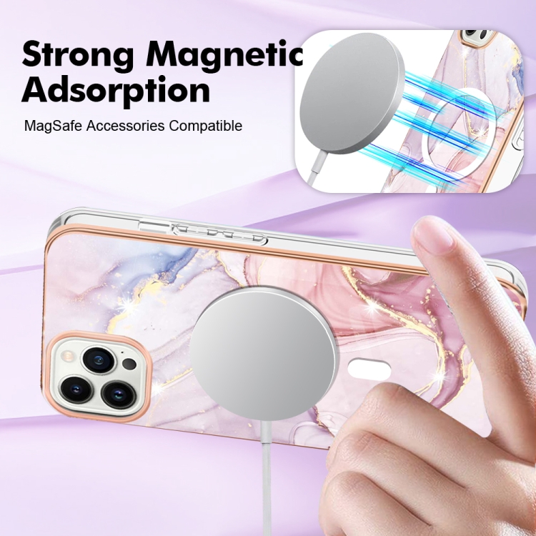  iPhone 15 Pro Skal MagSafe Marmor Roséguld