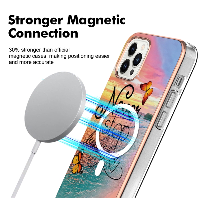  iPhone 15 Pro Skal MagSafe Marmor Never Stop Dreaming