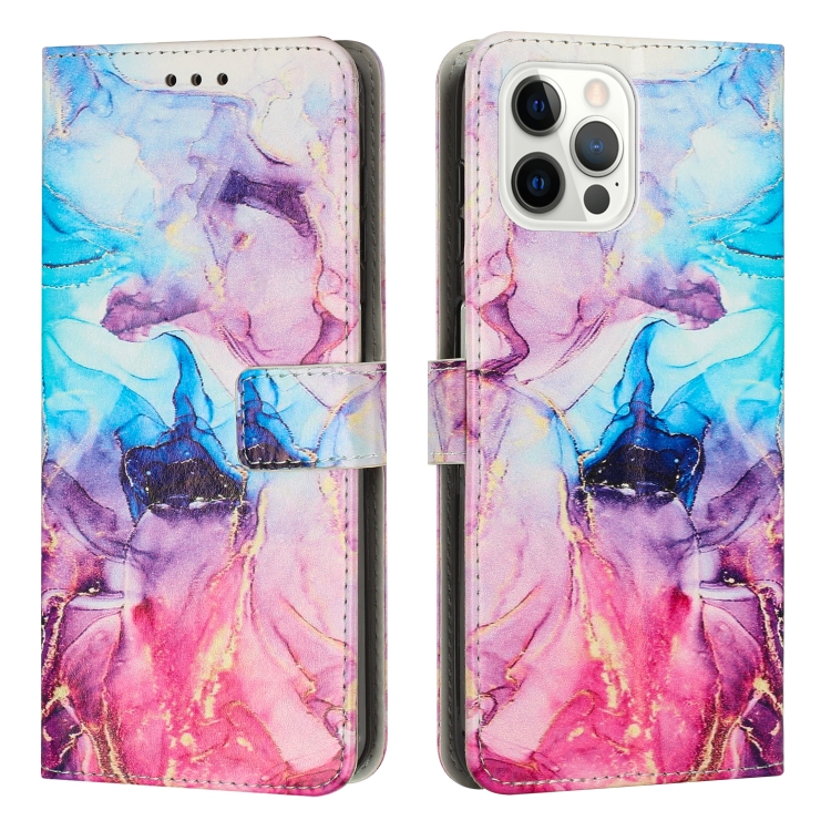  iPhone 15 Pro Fodral Marmor Läder Rosa/Lila