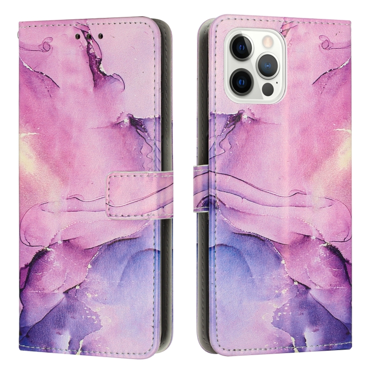  iPhone 15 Pro Fodral Marmor Läder Lila