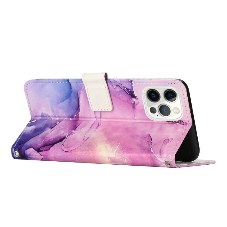  iPhone 15 Pro Fodral Marmor Läder Lila